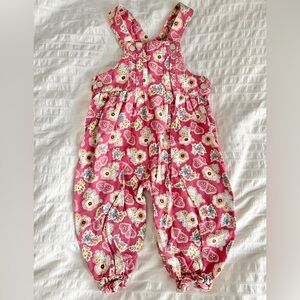 VINTAGE Sprockets 1990s Floral Corduroy Overalls Size 18m Bloomer Leg Pink